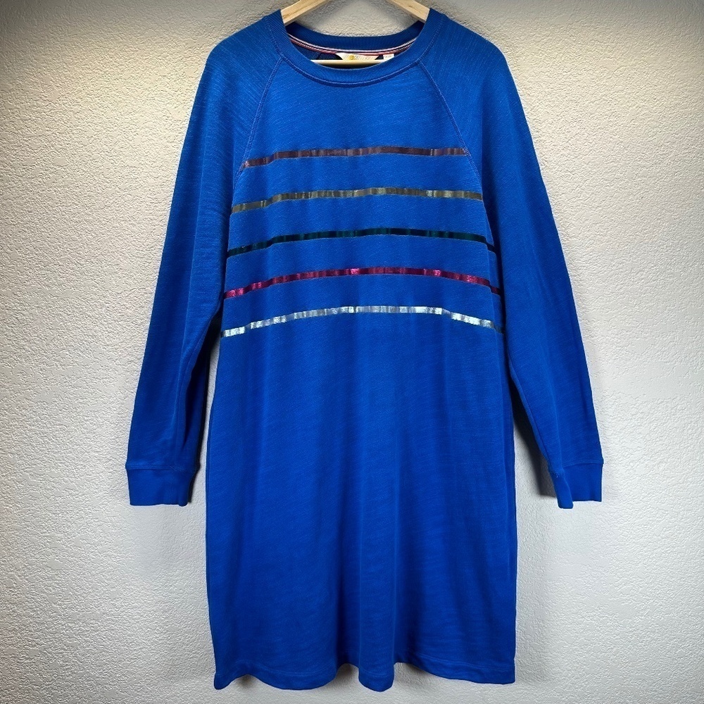 Boden Sweatshirt Mini Dress Womens Size 16/18R Long Sleeves Crew Neck TINY FLAW